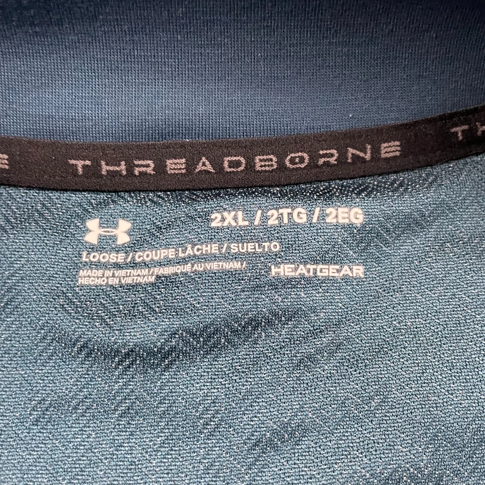 Under Armour Shirt Mens XXL Blue Pullover Zip Performance Long Sleeve Running - Image 3 of 4