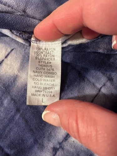 TRYST Matthew Blue White t-shirt Sz Large Hippie Boho Festival Handkerchief Hem - Picture 9 of 10