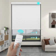 Waterproof 100% Blackout Electric Motorized Window Roller Shade Blinds-4 Colors