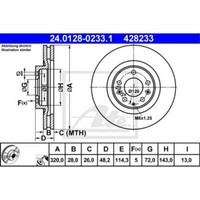 ATE 2X Bremsscheibe Vorne 3200 BelüFtet FüR Mazda CX-7 ER CX-9 TB 24.0128-0233.1