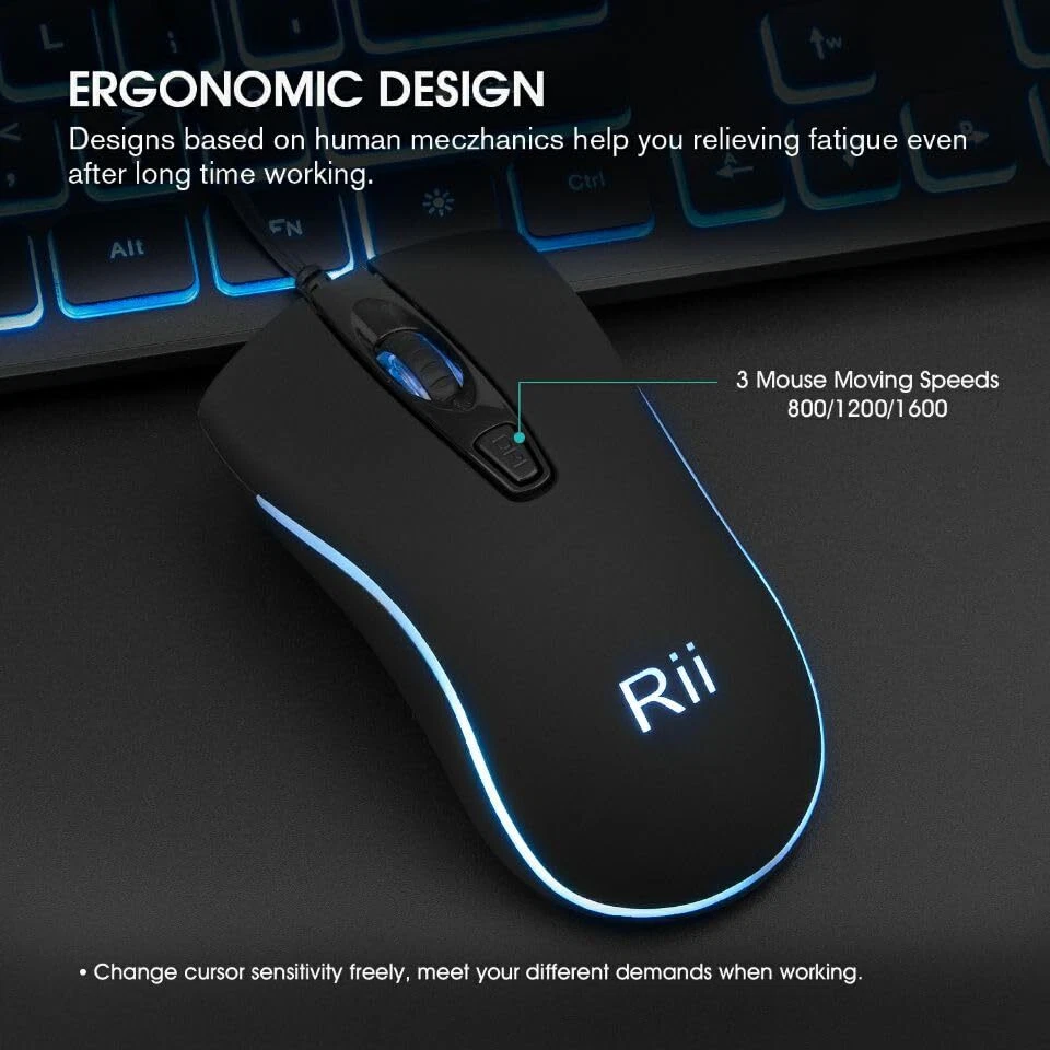 Rii Three Colors Backlit Keyboard and Mouse Wired Keyboard and Mouse Combo US... - Image 3 of 4