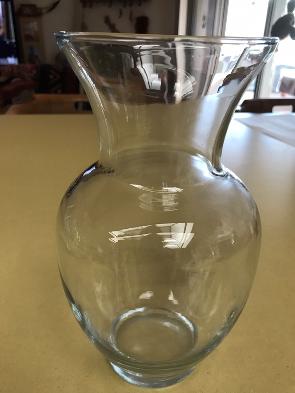 Clear Glass Vase with a Baluster Form Body and Trumpet Neck-9”