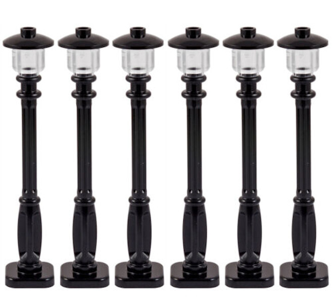 LEGO Street Lights / Black Lamp Posts (8cm tall) x6