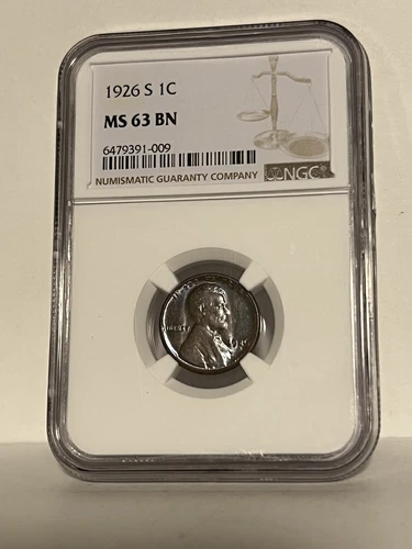 NGC MS-63 BN 1926-S Lincoln Cent, Attractively toned, Blazing, Scarce specimen!