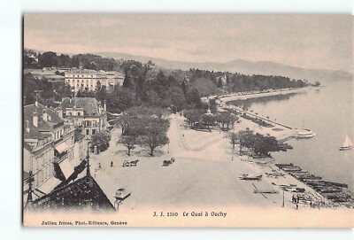 Old Vintage Postcard Le Quai d'Ouchy Switzerland