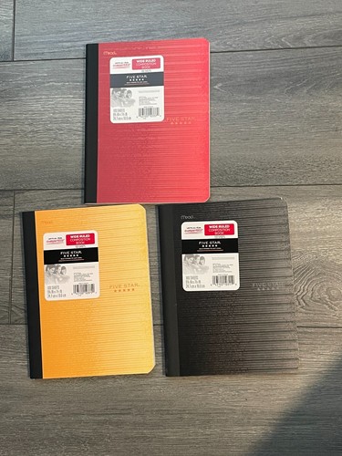 3 PACK five star composition notebook Wide ruled 100 sheets MEAD New.