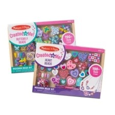 Melissa & Doug Sweet Hearts and Butterfly Friends Bead Set of 2 - 250+ Woode