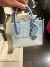 Michael Kors Mirella Women Small Handbag Purse Crossbody Bag Shoulder Light Sky