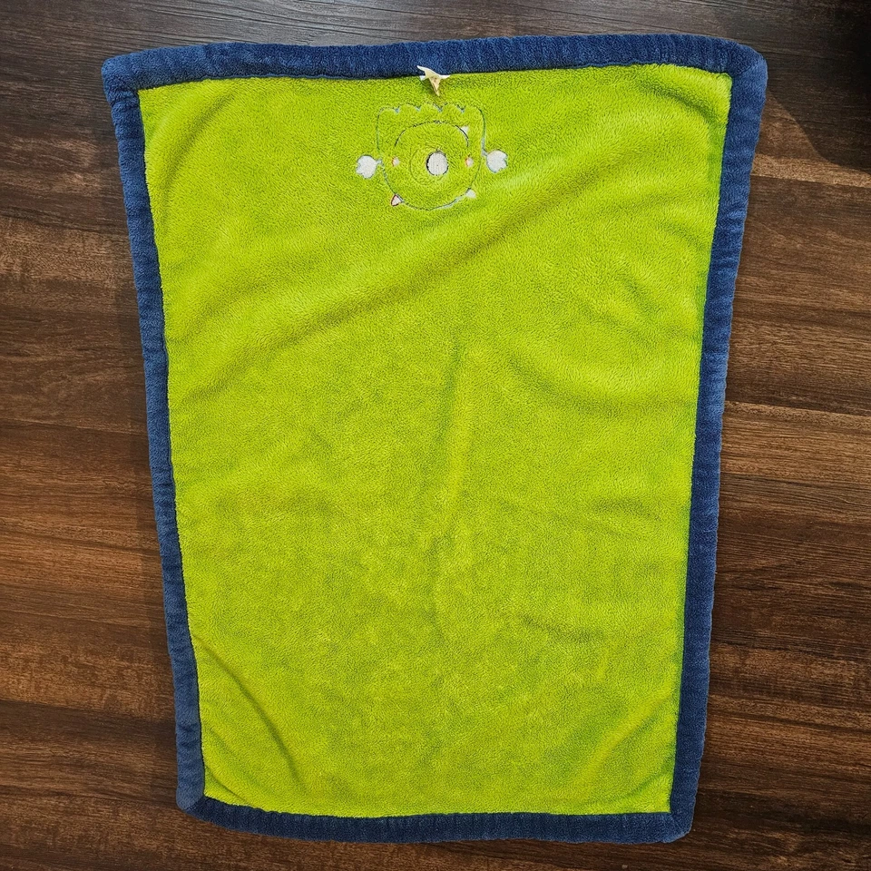 Tiddliwinks Green Blue Plush Fleece Baby Blanket Monster Alien Soft Lovey - Image 3 of 4
