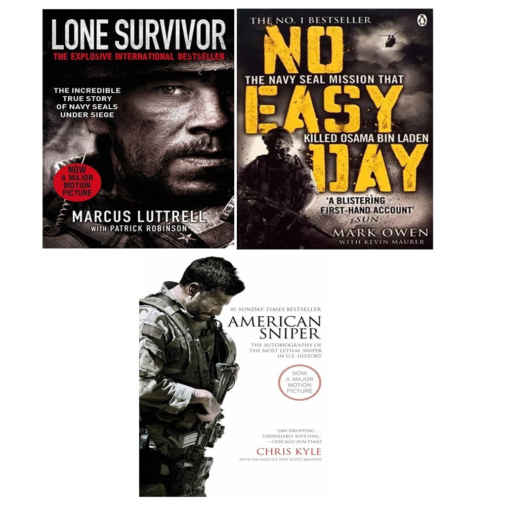 Lone Survivor, American Sniper Chris Kyle, No Easy Day  3 Books Set