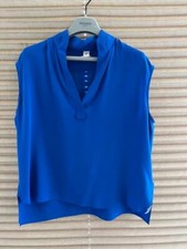HERMES Sleeveless Shirt Silk Women Size 38 Blue Made In France