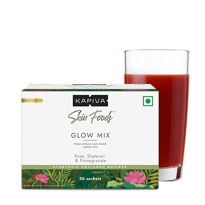 Kapiva Skin Foods Glow Mix suplemento ayurvédico para la piel (30 sobres) para unisex FS