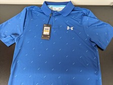Mens Under Armour Golf Polo Shirt UA Performance 3.0 Blue Polo Deuces Sz S - NWT