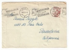 1951 Graz Austria to Pasadena California, Illustrated Skiing Slogan Cancel