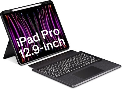 Black iPad Keyboard Folio Compatible For iPad Pro 12.9 Inch