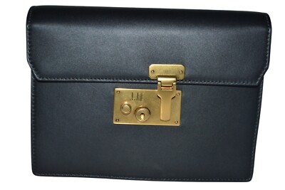 Dunhill Lock Messenger schwarze Ledertasche brandneu UVP 1395 £