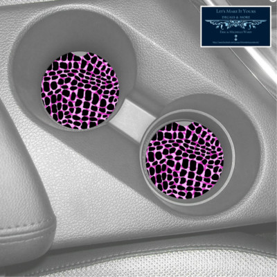 REPTILE SKIN PINK BLACK RUBBER CAR COASTER SET (2) FREE SHIP HOT ITEM XMAS GIFT