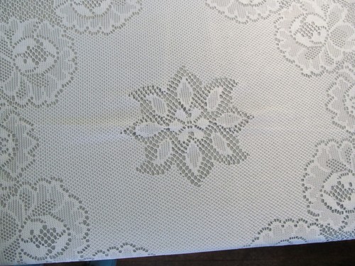 Tovaglia vintage pizzo bianco fiori foglie design med. 73" rotondo grazioso M - Foto 3 di 8