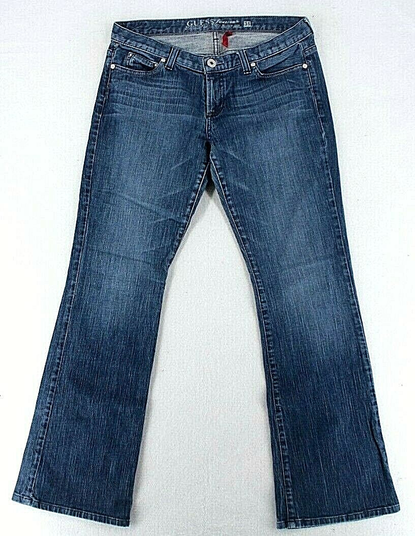 Vintage Guess Women’s Flare Leg Low Rise Dark Indigo Wash Bootcut Jeans Size 31