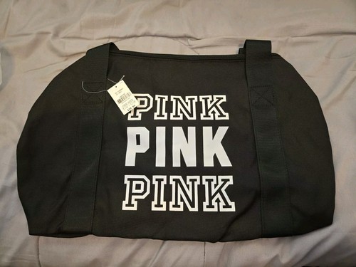 Victoria Secret PINK Black Duffle Overnight Gym Bag Tote