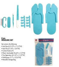 8 pcs Pedicure Set Pedislipper Toe Separators Nail Brush File Pusher FREE SHIP