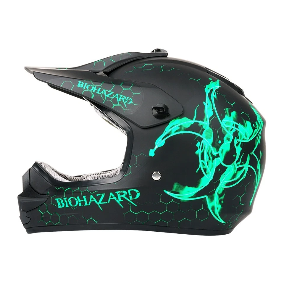 Casco todoterreno MX juvenil cara completa motocross moto de cross cascos deportivos negro verde Foto 2 de 4