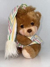 Vintage Fisher Price Bedtime Teddy Bear Plush 1985 Night Cap Pajamas clean MINT