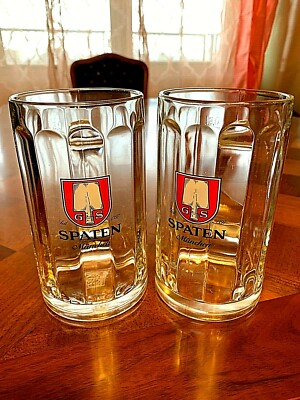 Spaten Munchen 0.5L German Beer Mug Munich Germany Rastal 6 1/4'' Tall, Set of 2.