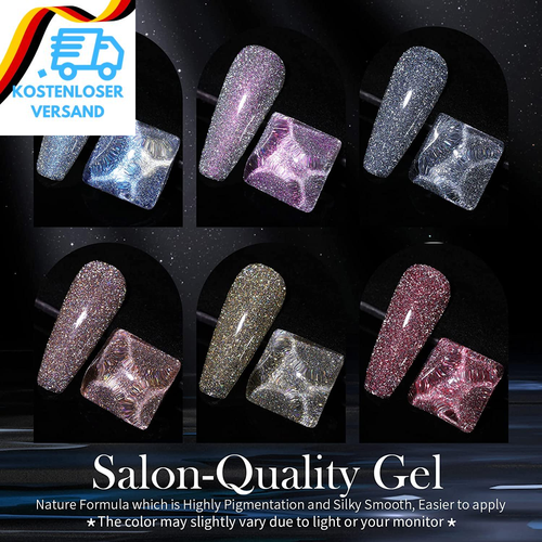 BORN PRETTY 10ML UV Nagellack Glitzer, Reflechissant Funkelnd Shellac Set Nagell - Bild 6 von 12