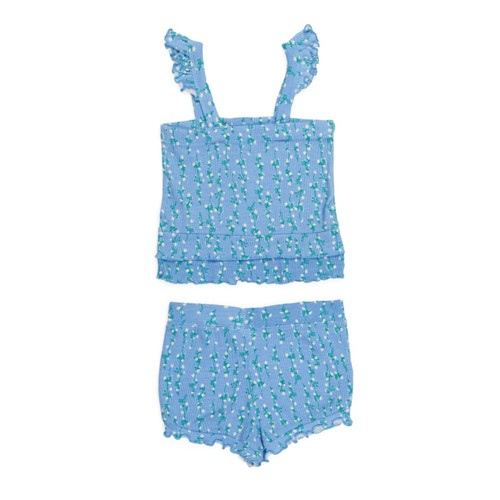 NWT Nanette Lepore Big Girl 2-Pc Floral Ribbed Ruffle Top and Shorts Set  7,8,10 - Bild 2 von 8