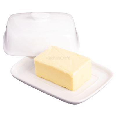 Kitchen Craft weiße Porzellan Butterdose mit Deckel