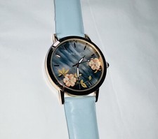 BNWOB Rose Gold Coloured FLOWER WATCH With Blue Strap