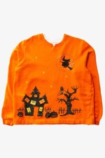 Vintage Witch Applique Halloween Sweatshirt 1990s 