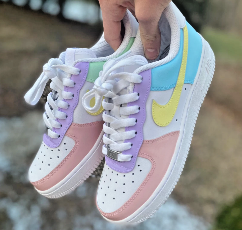 white pink and purple air force ones