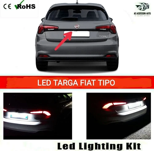 COPPIA LUCI TARGA LED FIAT TIPO T10 W5W + SPEGNI SPIA 100% NO ERROR