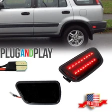 2x Smoked Lens Rear Bumper Red LED Strip Side Marker Lights For 97-01 Honda CR-V