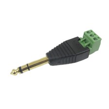 6.35mm 1/4" Stereo TRS Male Plug To AV Screw Video Balun Terminal Adapter Gold