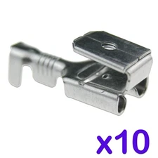 10 x HEAT RESISTANT HIGH TEMPERATURE DOUBLE 6.3mm WIRE CRIMP SPADE CONNECTORS