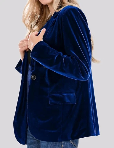 Damen 1 Knopf tailliert Samt Blazer Sakko Business Anzug Jacke Arbeit Büro Top - Bild 20 von 54