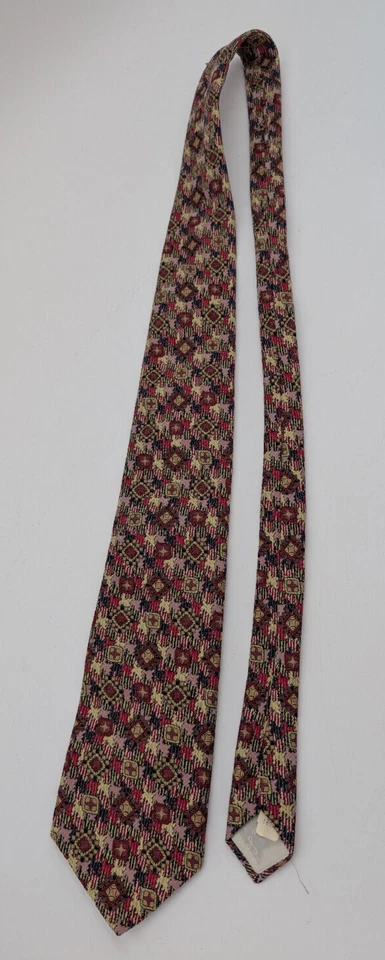 Corbata de hombre vintage años 60 70 roja azul verde estampado Don Loper Qiana Foto 3 de 4