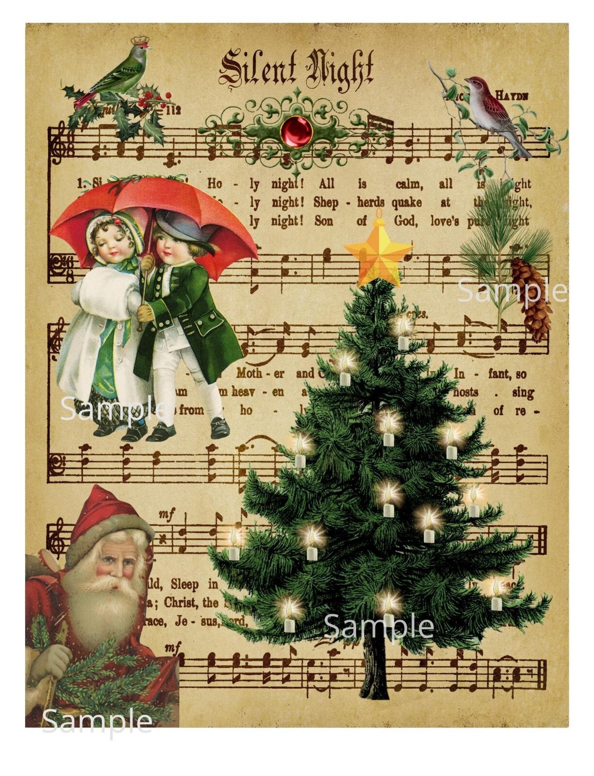 Junk Journal Supplies Xmas Collection Collage Sheet Scrapbook Kit Card Making