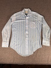 Vintage Kmart Shirt Mens 15.5 34/35 Blue Striped Long dagger Knit 70s disco
