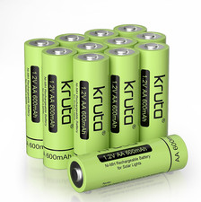 Kruta Rechargeable AA Battery for Outdoor Solar Lights, 12 Pack 1.2V Nimh 600Mah 1.18 per gallon