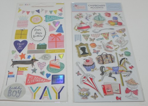LOT HEY GIRL BIRTHDAY MERMAID STICKERS CHIPBOARD EPHEMERA CARTA BELLA PAPER STU - Picture 5 of 8