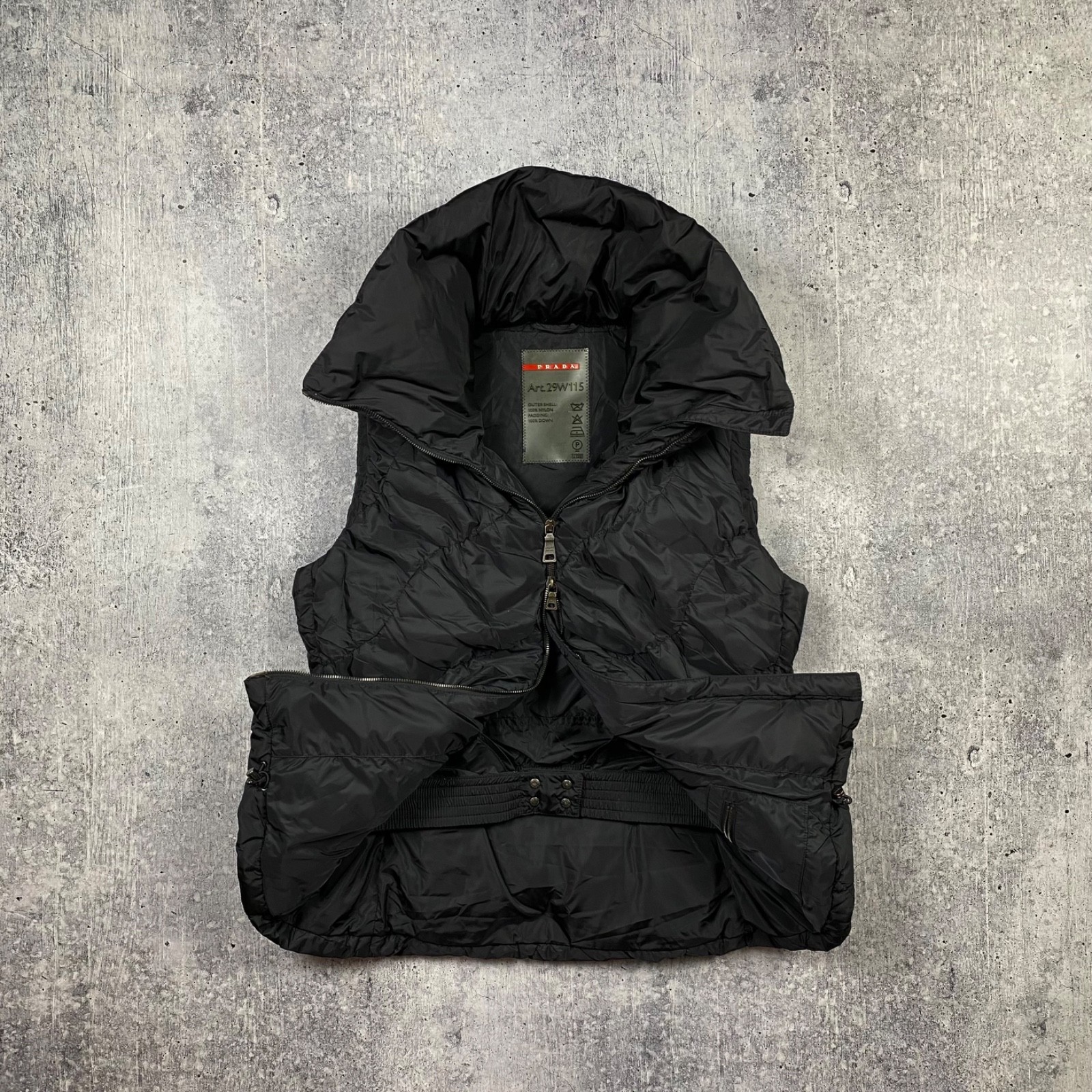 Prada Sport Black Nylon 100% Down Puffer Ski Vest Luxury Women Size 46