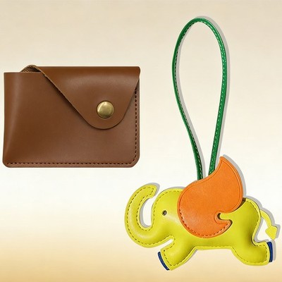 Cute Elephant Bag Pendant Keychain Chic PU Leather Keychains Phone Straps Chain 