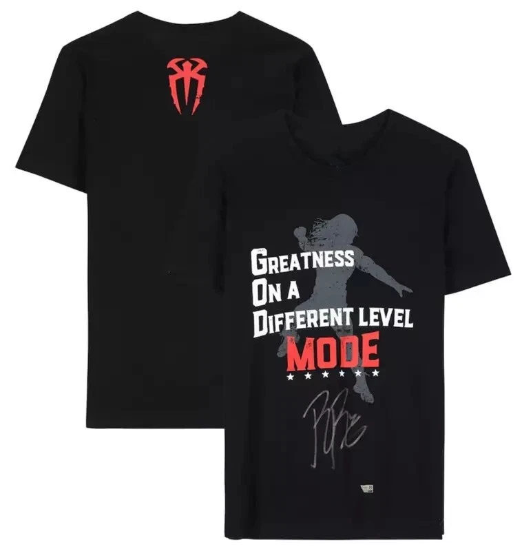 Roman Reigns Autographed Wrestling Entertainment Mode Black T-Shirt