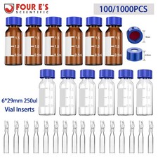 100/1000Pcs 2mL Glass vial Lab vials Sample Vials w/ Cap w/ 0.25mL Vial Inserts