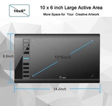 Graphics Drawing Tablet, UGEE M708 10x6inch Large Drawing Tablet with 8 Hot Keys