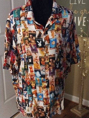 Playboy By PacSun Button Down Shirt 100% Rayon, Men's Size XL